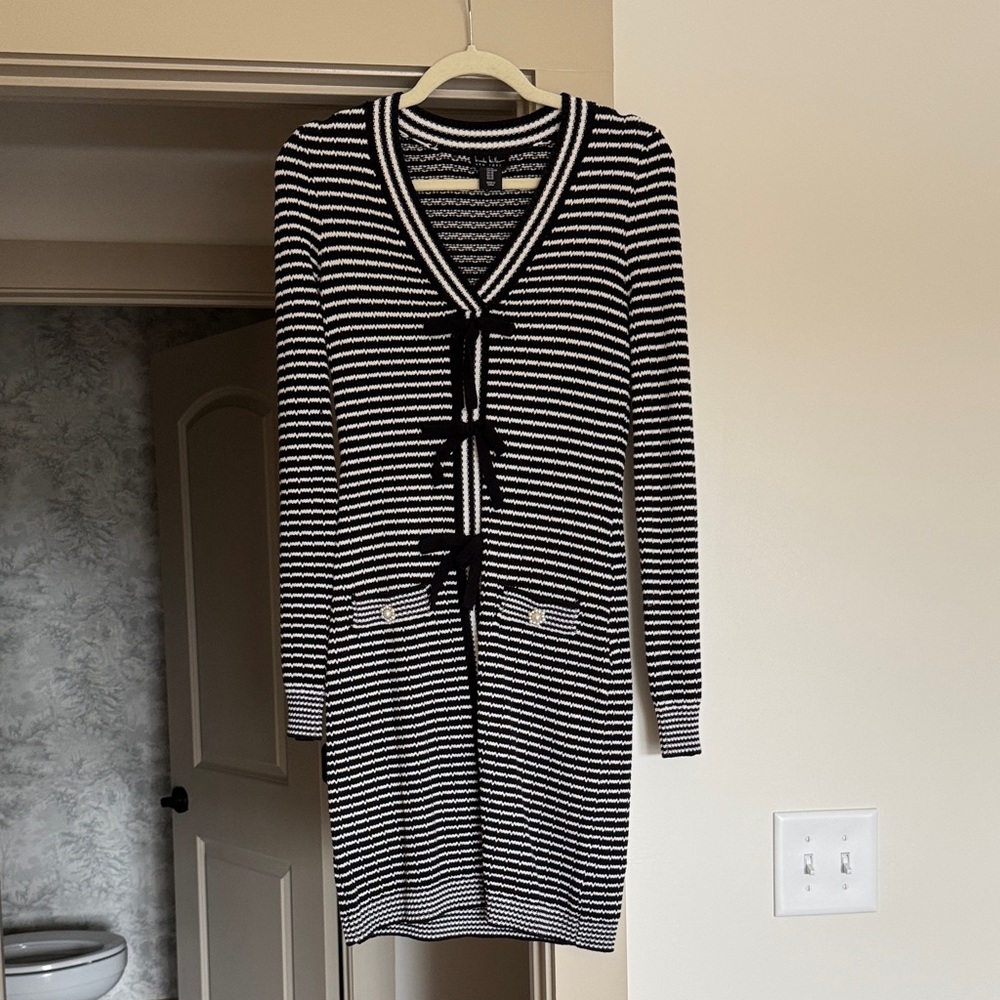 Nicole Miller Black and White Striped Dress
